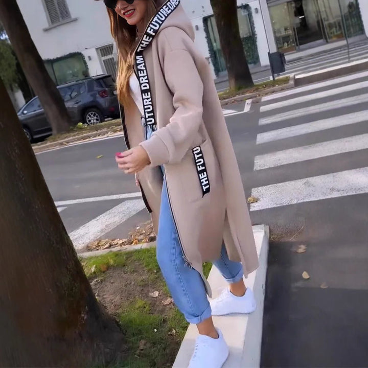 Yvette | Women's Longline Button-Front Coat with Side Slits