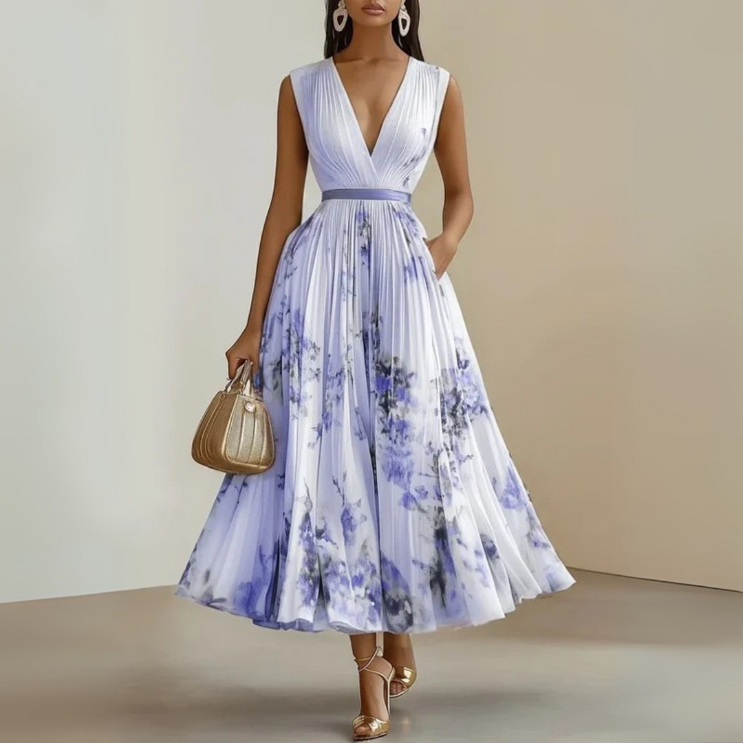 womens-pleated-chiffon-maxi-dress-with-v-neck-and-pockets-6