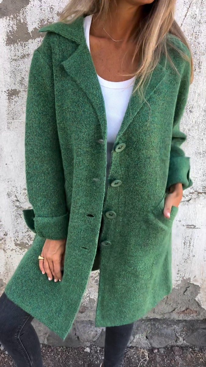 Delia | Women's Longline Open-Front Textured Coat with Patch Pockets