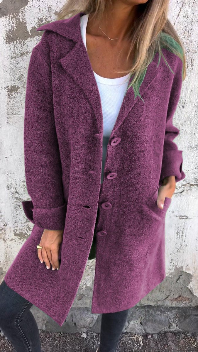 Delia | Women's Longline Open-Front Textured Coat with Patch Pockets