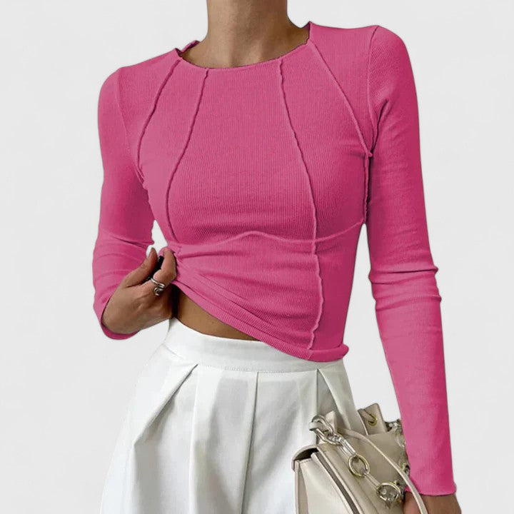womens-ribbed-knit-top-with-crew-neck-and-seamed-panels-4