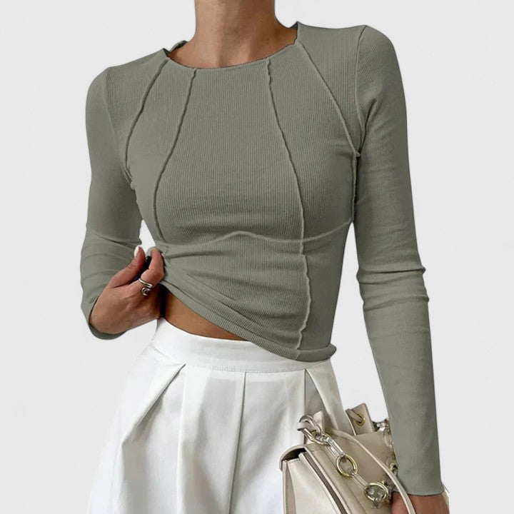 womens-ribbed-knit-top-with-crew-neck-and-seamed-panels-5
