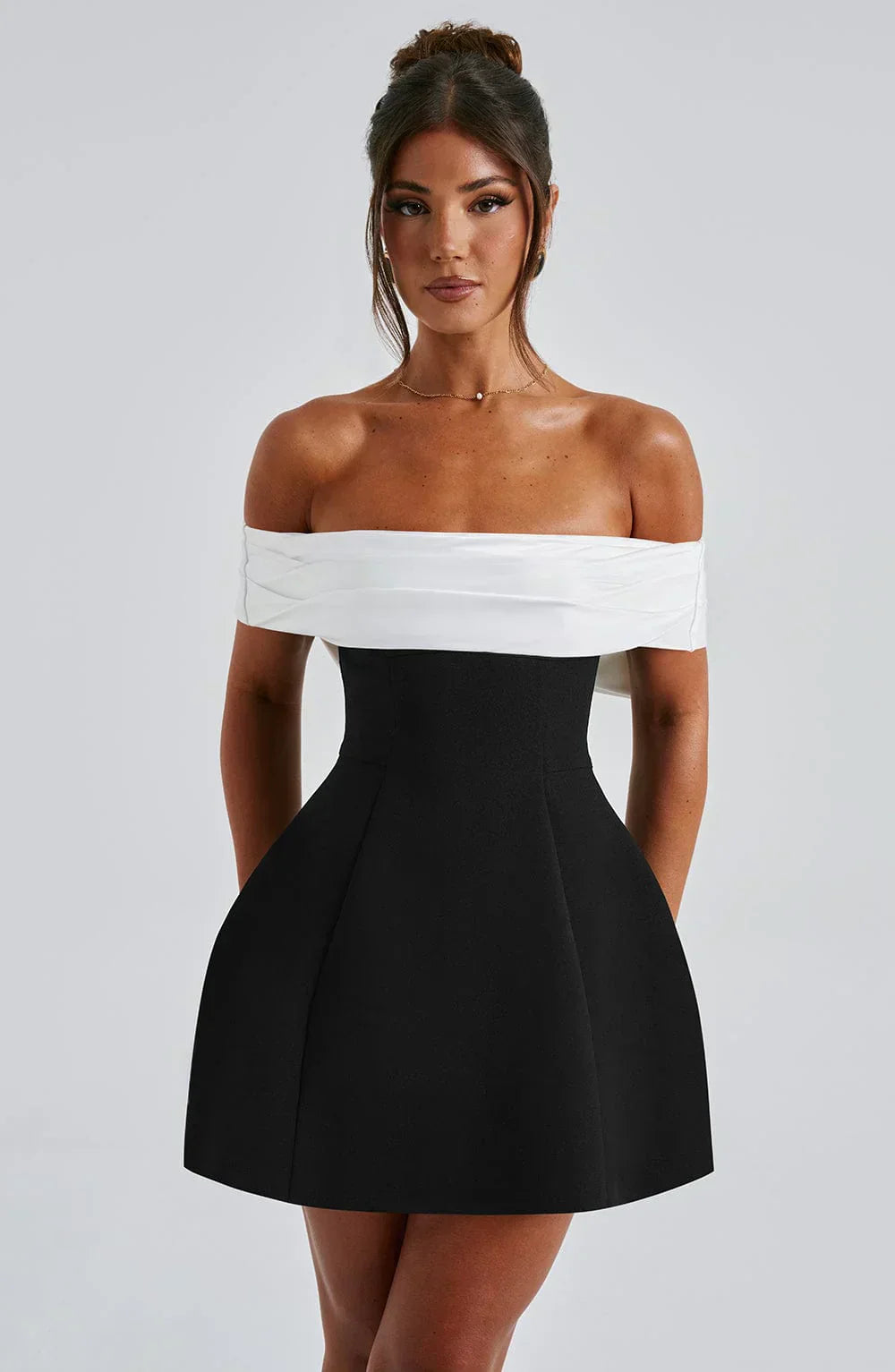 womens-satin-mini-dress-with-off-shoulder-band-and-back-bow-7