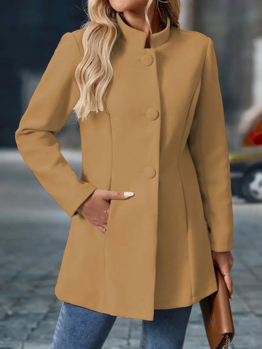 Wanda | Women's Longline Open-Front Blazer with Stand Collar