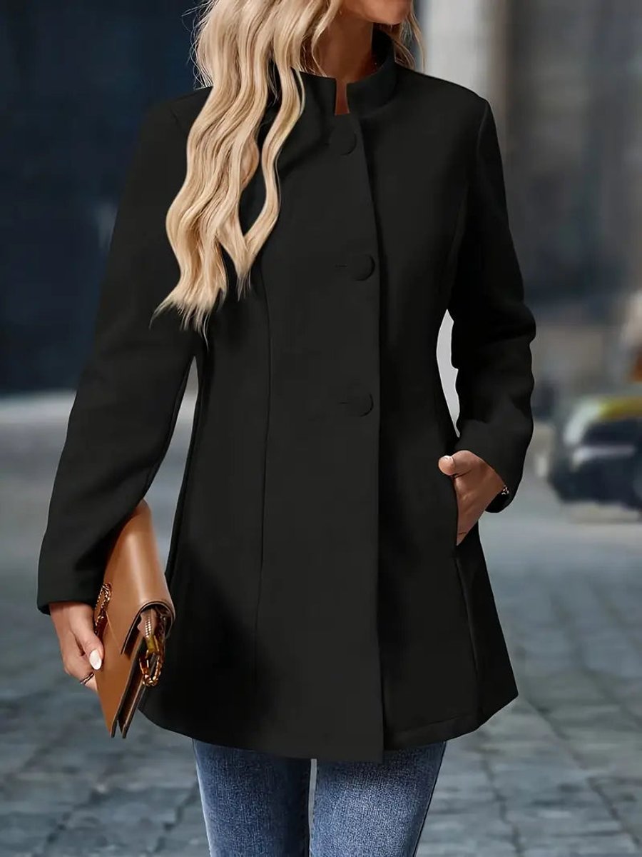 Wanda | Women's Longline Open-Front Blazer with Stand Collar