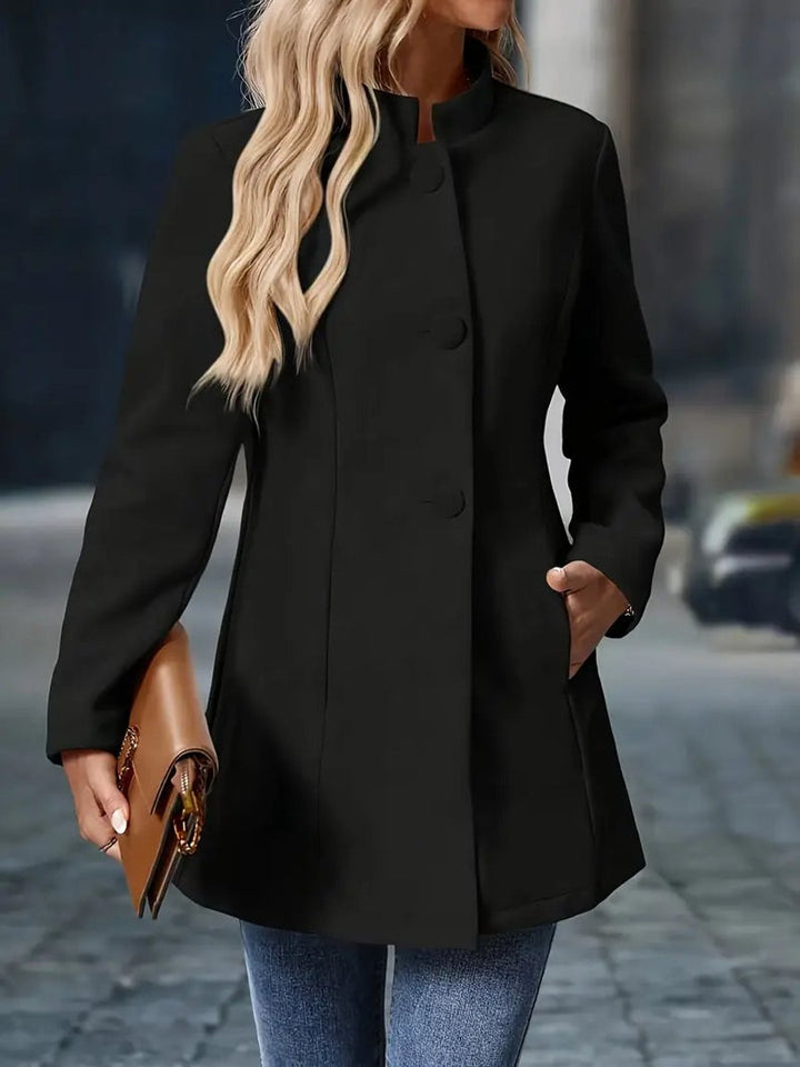 Wanda | Women's Longline Open-Front Blazer with Stand Collar