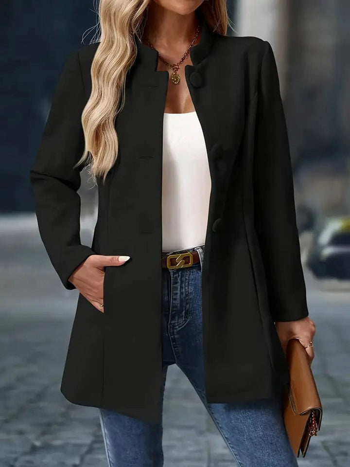 Wanda | Women's Longline Open-Front Blazer with Stand Collar