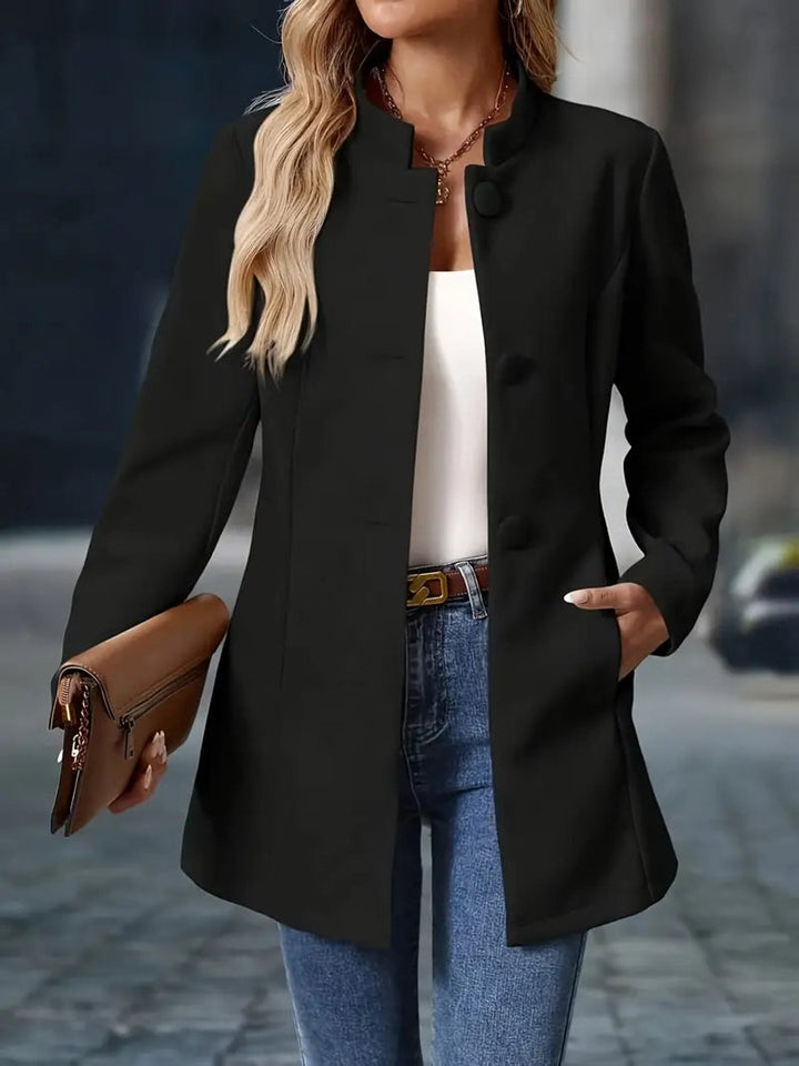 Wanda | Women's Longline Open-Front Blazer with Stand Collar