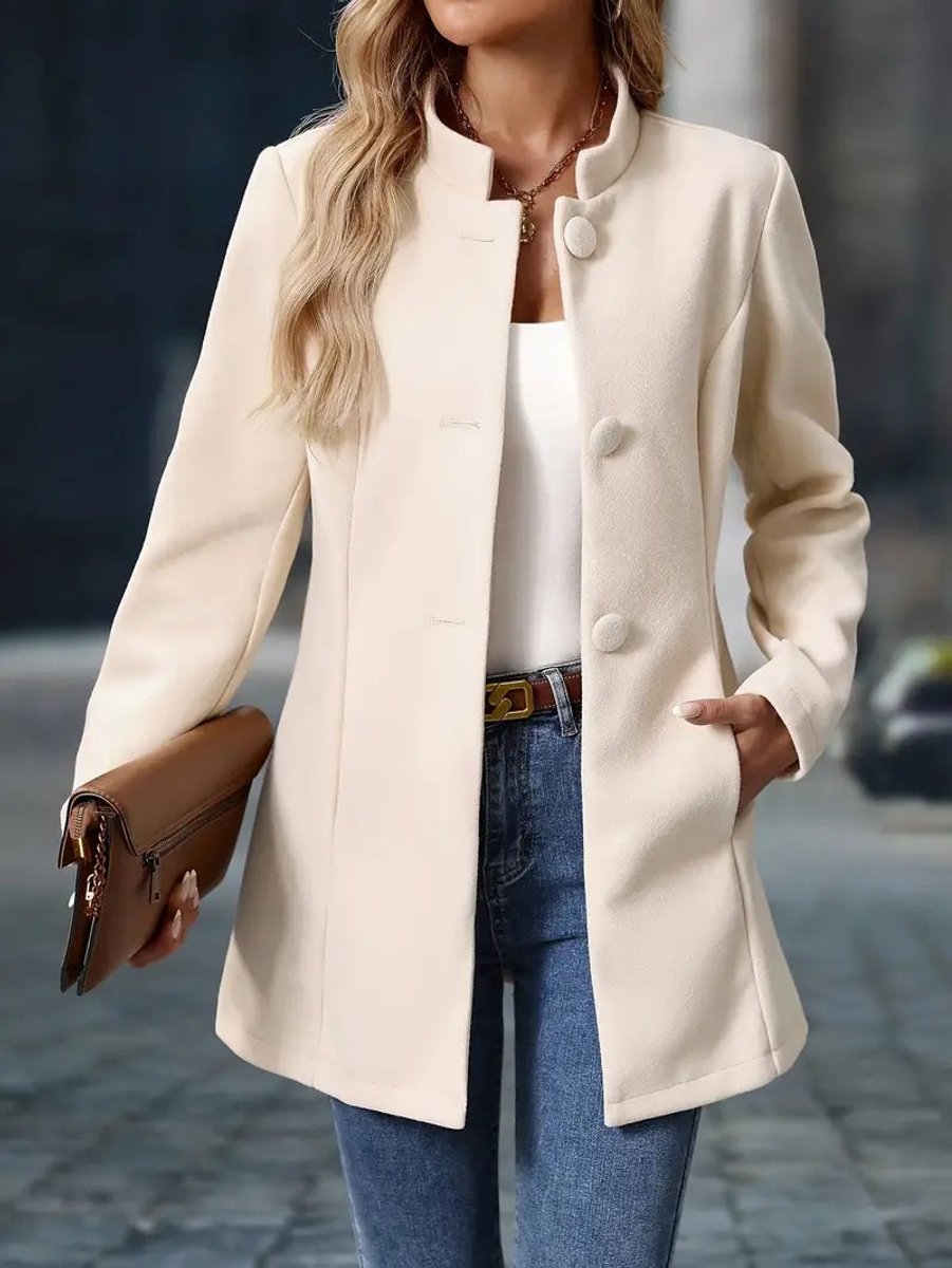 Wanda | Women's Longline Open-Front Blazer with Stand Collar