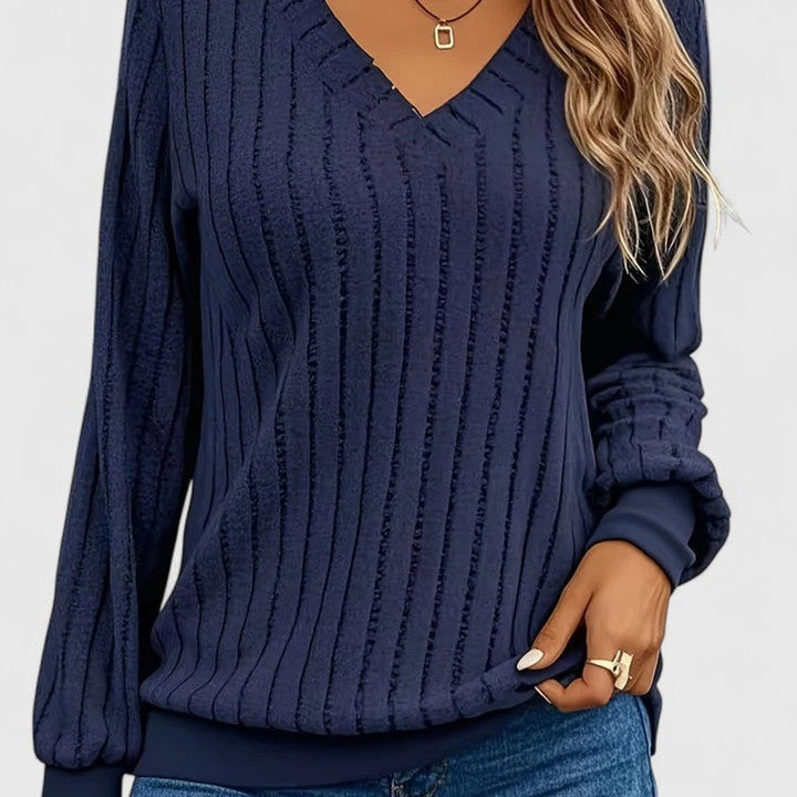 Ambre | Women's V-Neck Ribbed Cable Sweater