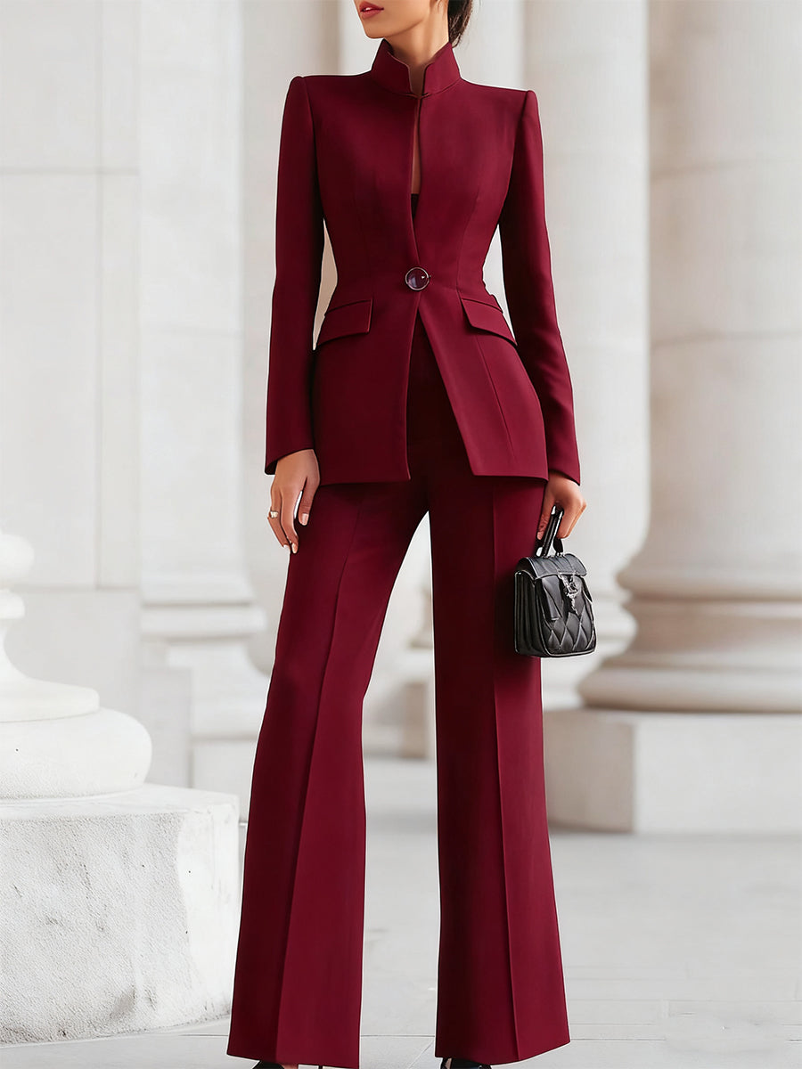 womens-woven-blazer-set-with-stand-collar-and-wide-leg-pants-7
