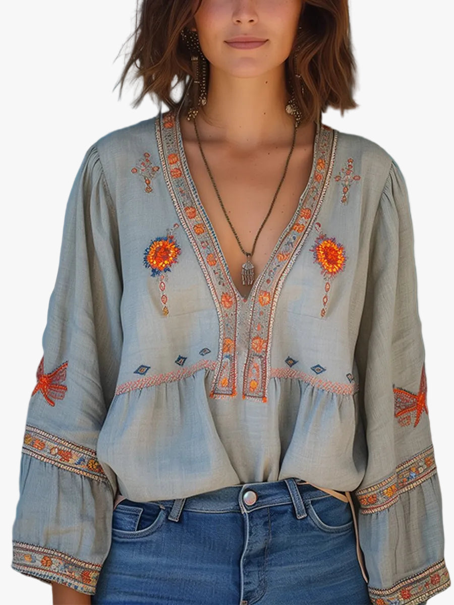 womens-woven-blouse-with-embroidered-trim-and-v-neck-1