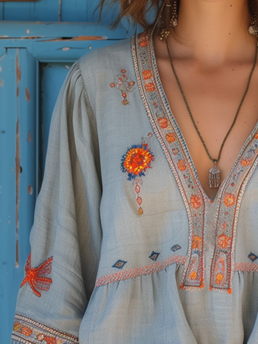 womens-woven-blouse-with-embroidered-trim-and-v-neck-3