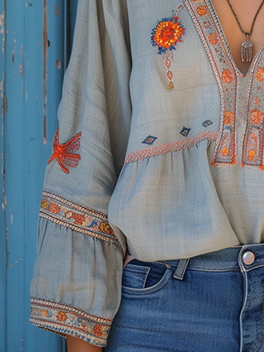 womens-woven-blouse-with-embroidered-trim-and-v-neck-4