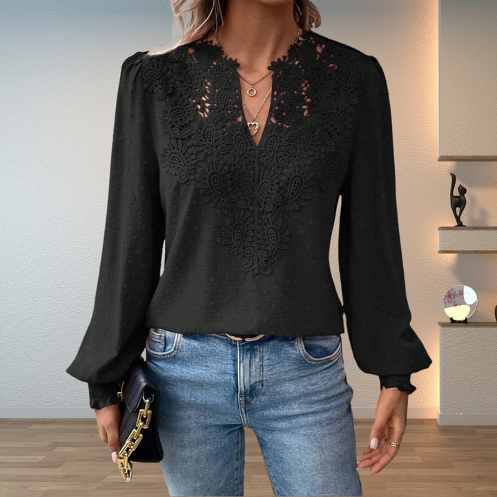 womens-woven-blouse-with-lace-yoke-and-split-neckline-3
