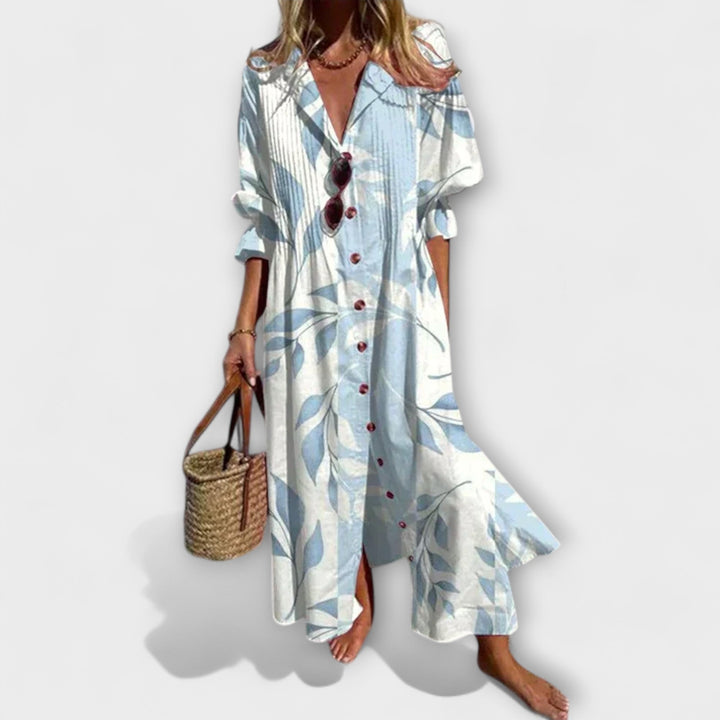womens-woven-maxi-dress-with-button-front-and-v-neck-1