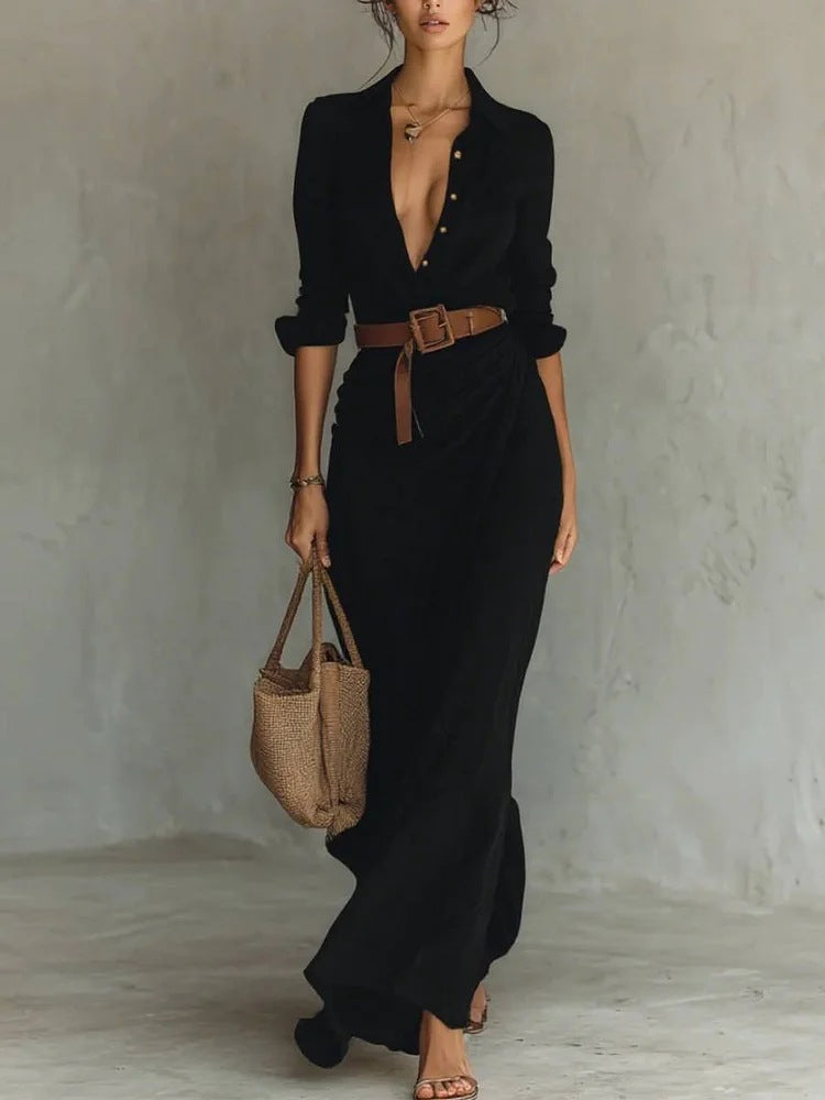 womens-woven-maxi-dress-with-button-front-and-waist-tie-2