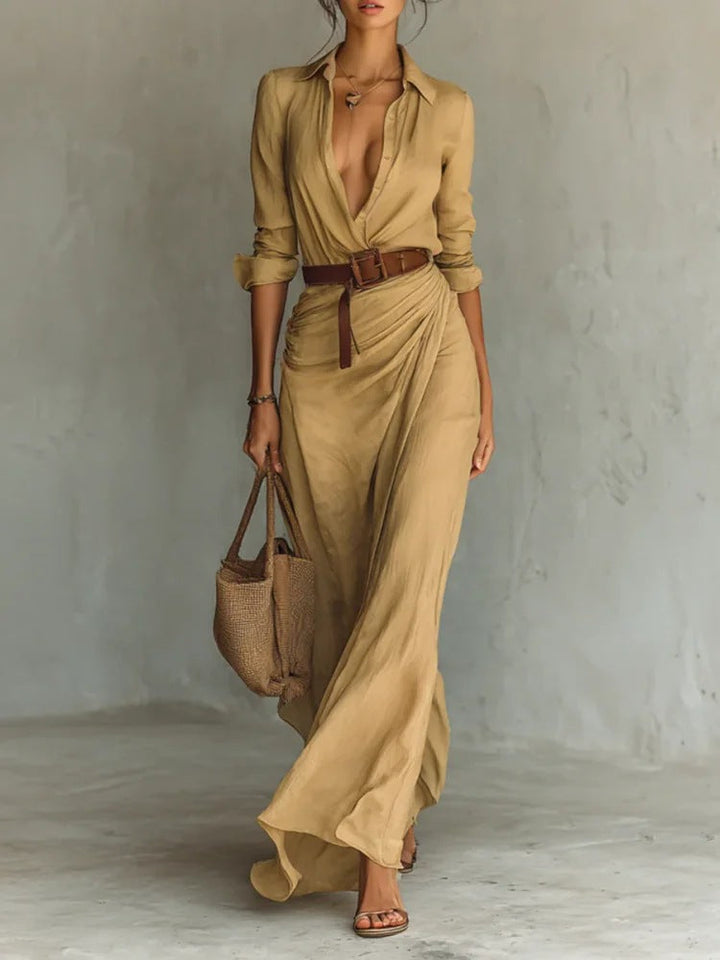 womens-woven-maxi-dress-with-button-front-and-waist-tie-3