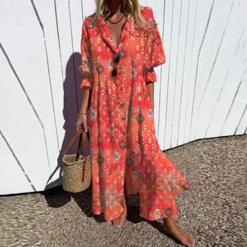 womens-woven-maxi-dress-with-collared-v-neck-and-buttons-4