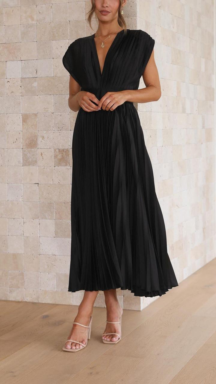 womens-woven-maxi-dress-with-pleated-skirt-and-back-tie-13
