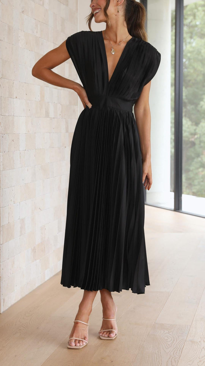 womens-woven-maxi-dress-with-pleated-skirt-and-back-tie-14