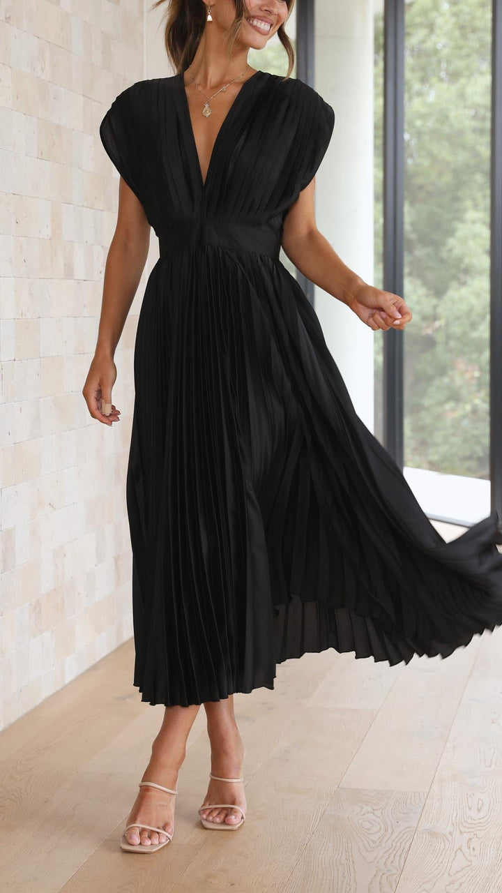 womens-woven-maxi-dress-with-pleated-skirt-and-back-tie-17