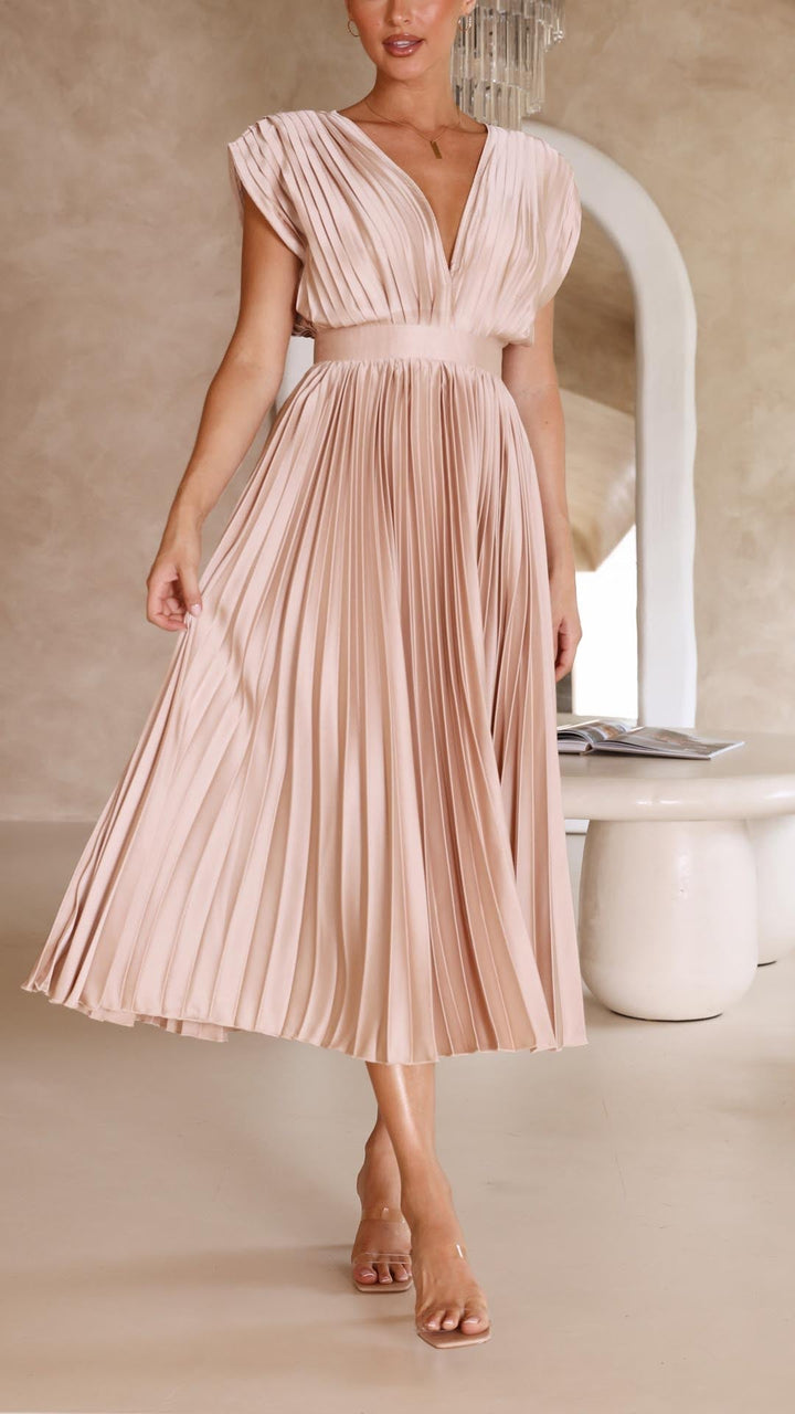 womens-woven-maxi-dress-with-pleated-skirt-and-back-tie-8