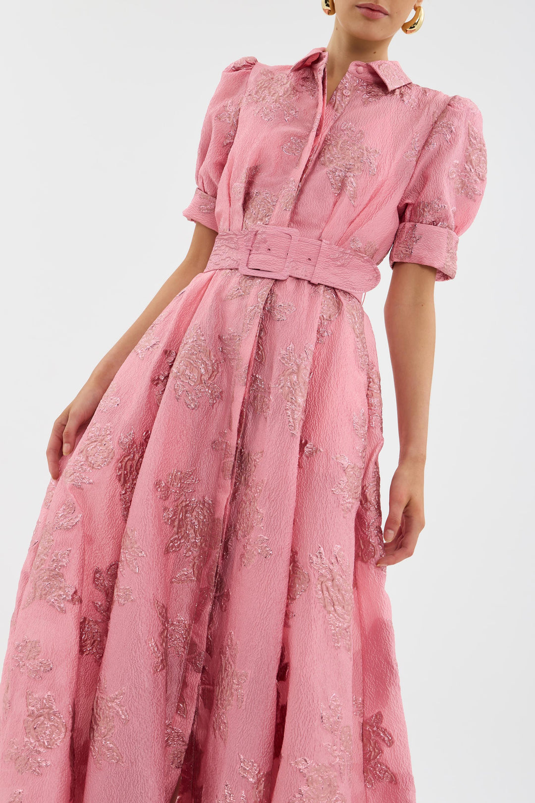 womens-woven-maxi-dress-with-puff-sleeves-and-belt-6