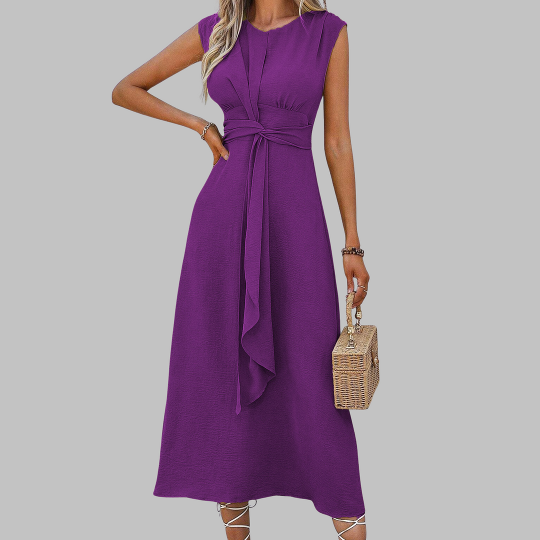 womens-woven-maxi-dress-with-round-neck-and-waist-tie-9