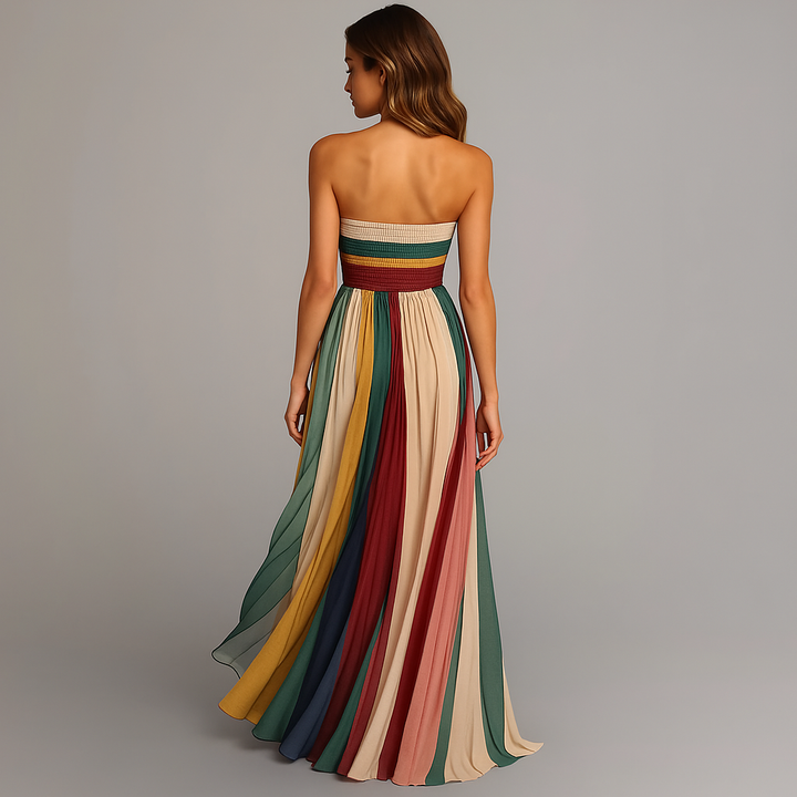 womens-woven-maxi-dress-with-strapless-bodice-and-pleated-skirt-4