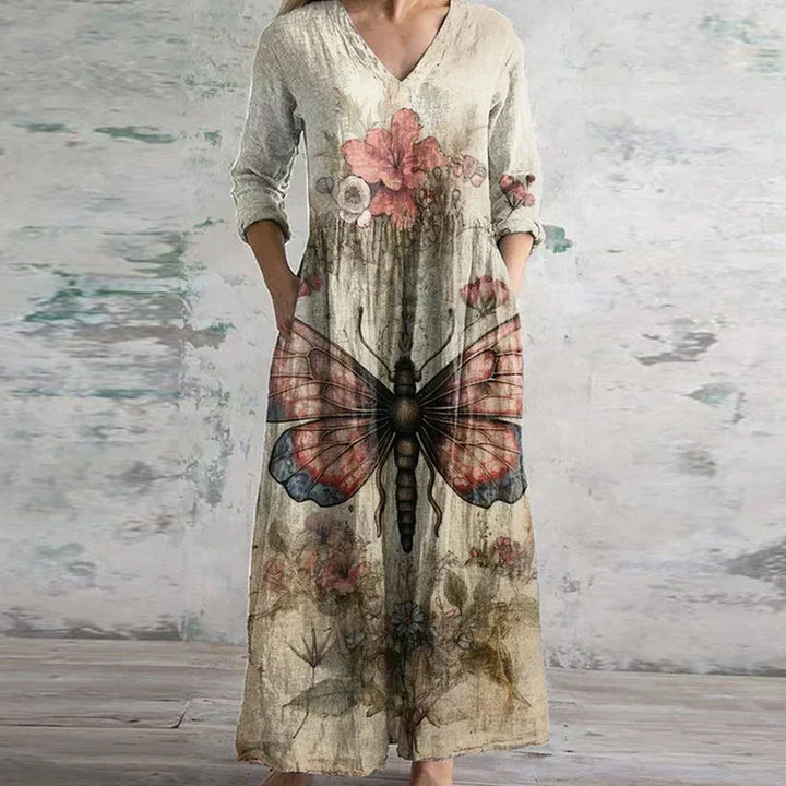 womens-woven-maxi-dress-with-v-neck-and-panel-print-3