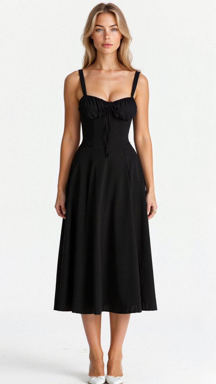 womens-woven-midi-dress-with-bustier-bodice-and-side-slit-3