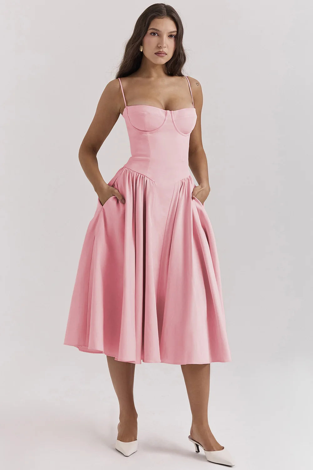 womens-woven-midi-dress-with-bustier-seaming-and-pocketed-skirt-20
