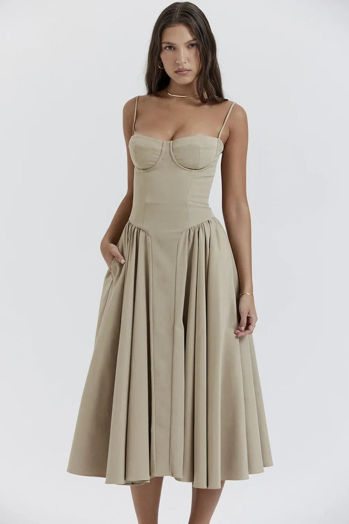 womens-woven-midi-dress-with-bustier-seaming-and-pocketed-skirt-25