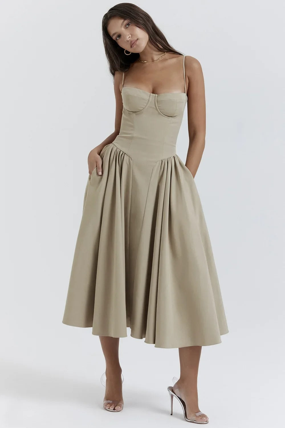 womens-woven-midi-dress-with-bustier-seaming-and-pocketed-skirt-27