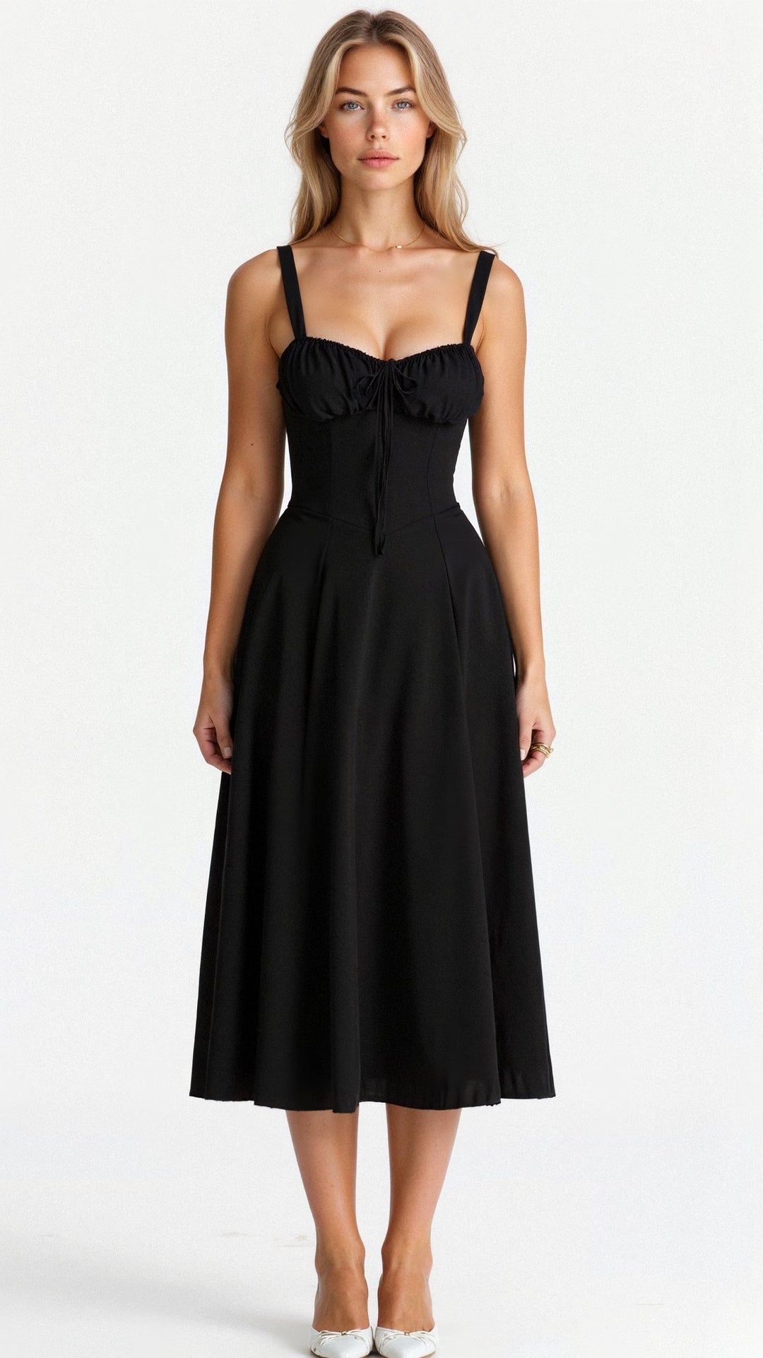 womens-woven-midi-dress-with-corset-bodice-and-slit-3