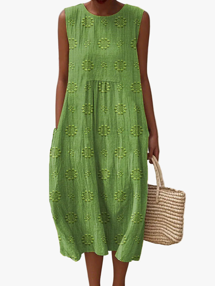 womens-woven-midi-dress-with-embroidered-motif-and-pockets-1