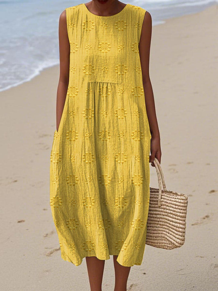 womens-woven-midi-dress-with-embroidered-motif-and-pockets-3