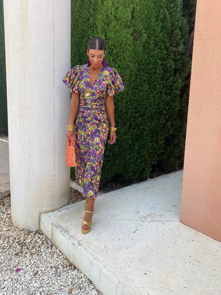 womens-woven-midi-dress-with-puff-sleeves-and-wrap-v-neck-5