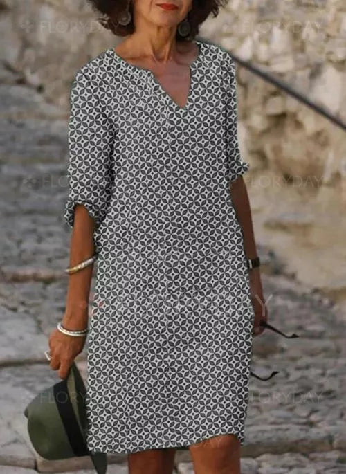womens-woven-mini-dress-with-split-neck-and-3-4-sleeves-2