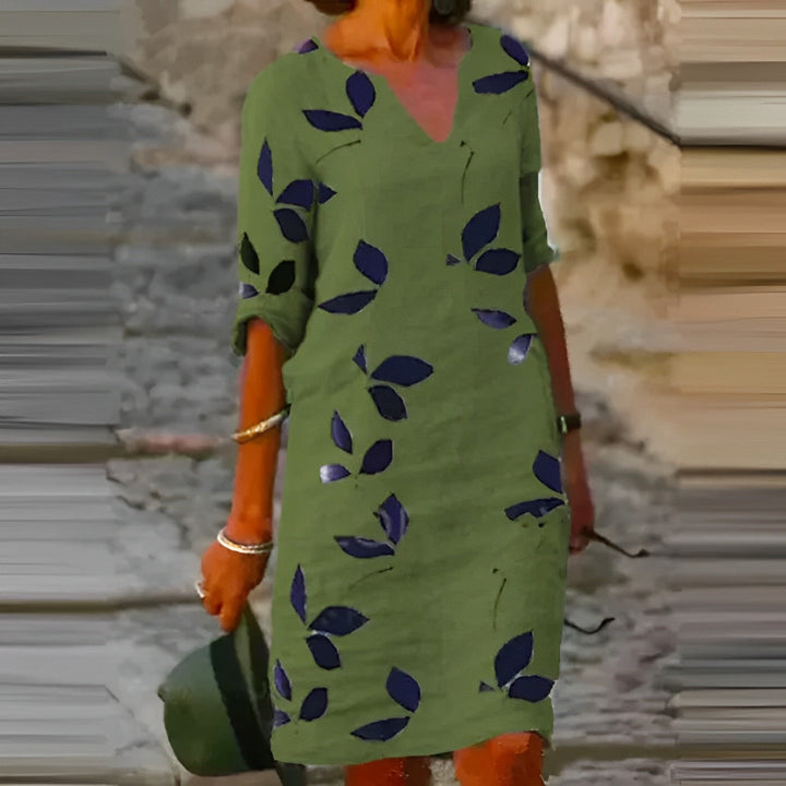 womens-woven-mini-dress-with-v-neck-and-leaf-print-3
