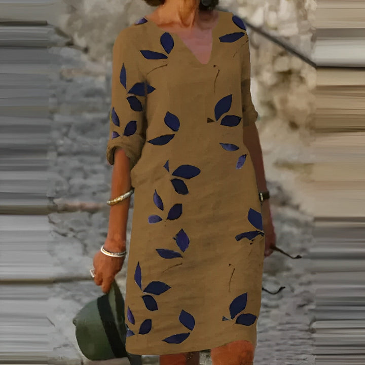womens-woven-mini-dress-with-v-neck-and-leaf-print-4
