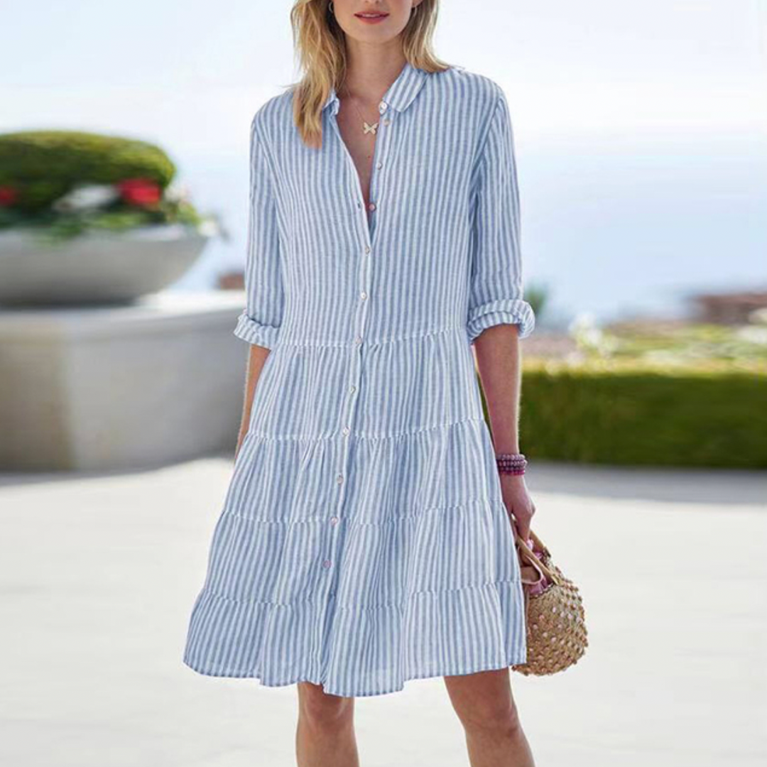 womens-woven-shirt-dress-with-button-placket-and-tiered-skirt-4