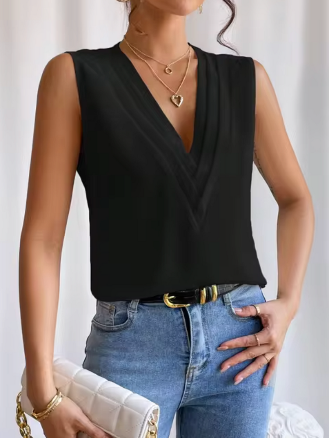 womens-woven-sleeveless-top-with-layered-v-neck-and-pleated-front-2