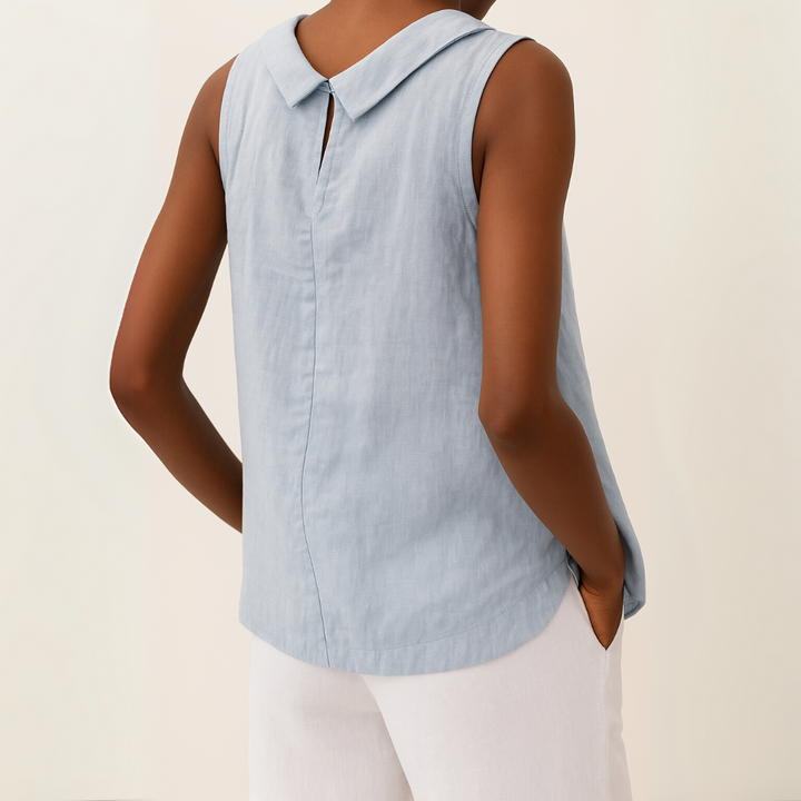 womens-woven-sleeveless-top-with-roll-collar-and-keyhole-back-4