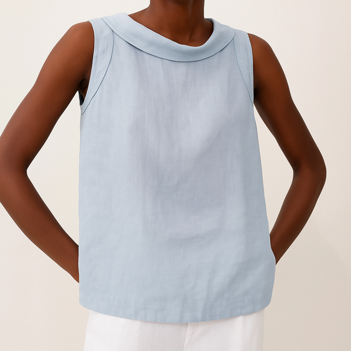womens-woven-sleeveless-top-with-roll-collar-and-keyhole-back-5