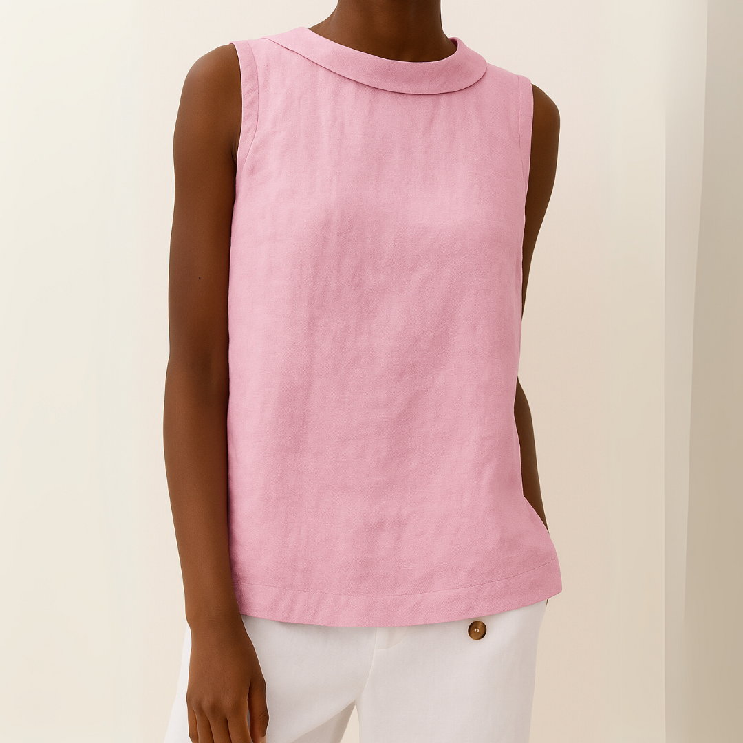 womens-woven-sleeveless-top-with-roll-collar-and-keyhole-back-7