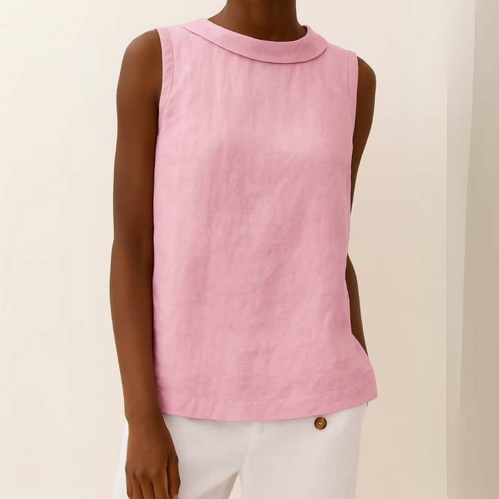 womens-woven-sleeveless-top-with-roll-collar-and-keyhole-back-7