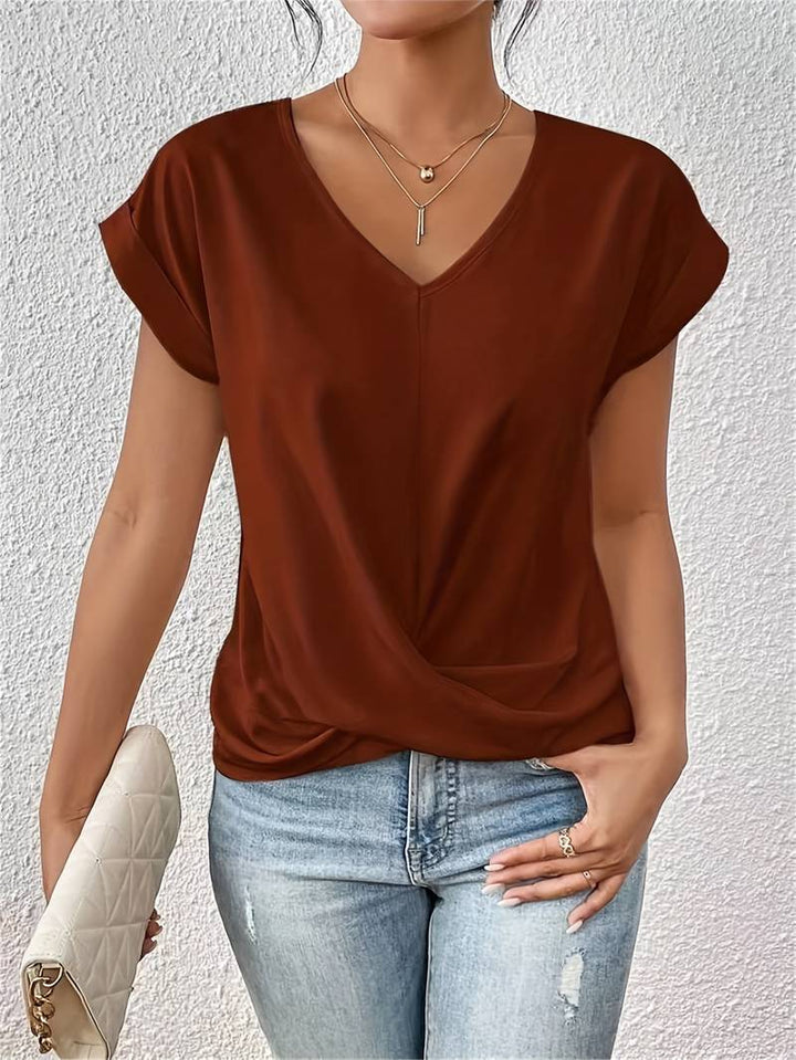 womens-woven-v-neck-top-with-twist-front-hem-and-cuffed-sleeves-2