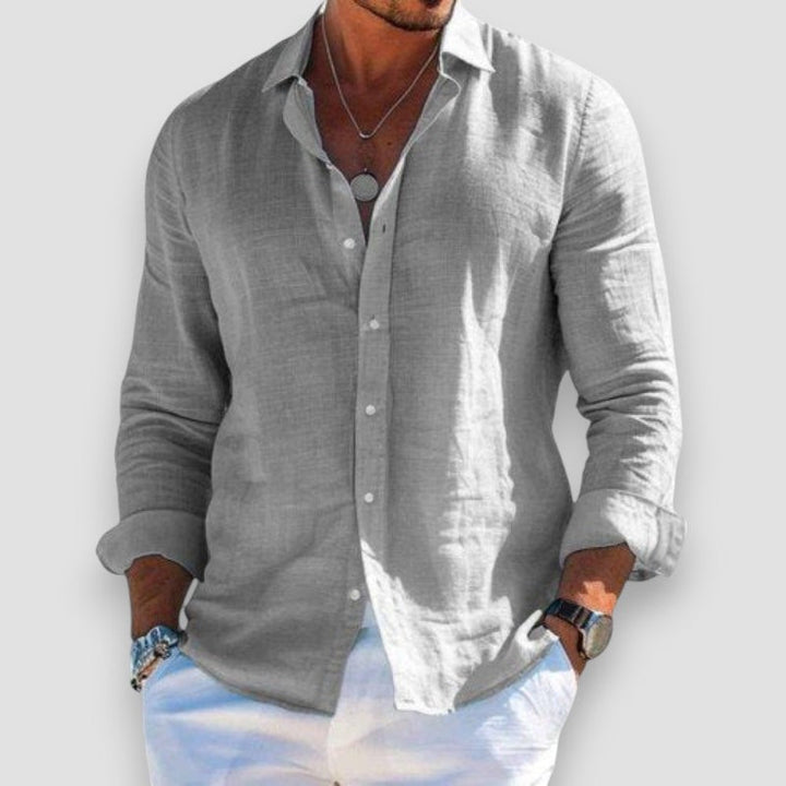 Xavier | Men's Lightweight Button Cuff Linen Blend Long Sleeve Shirt